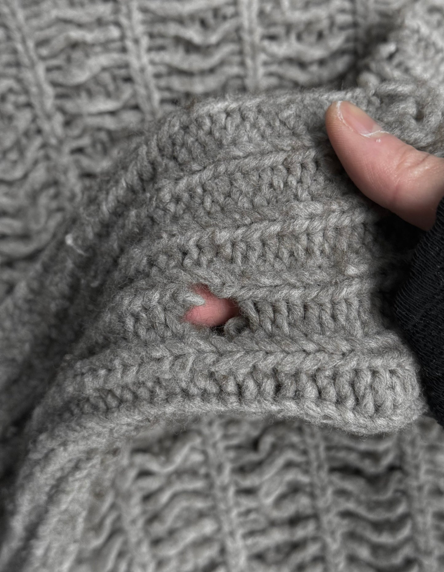 Rick Owens FW18 "SISYPHUS" PEARL Chunky Open Yak Wool Knit