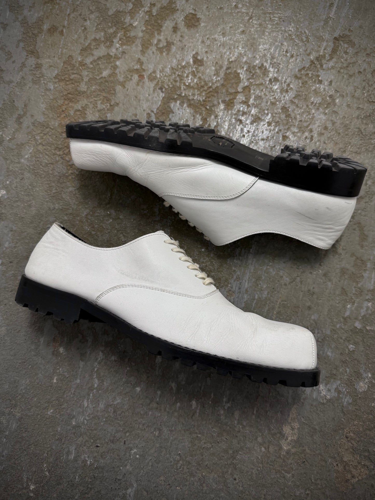 COMME des GARÇONS HOMME PLUS SS11 White Square Toe Leather Derbies | Archive Fashion Toronto