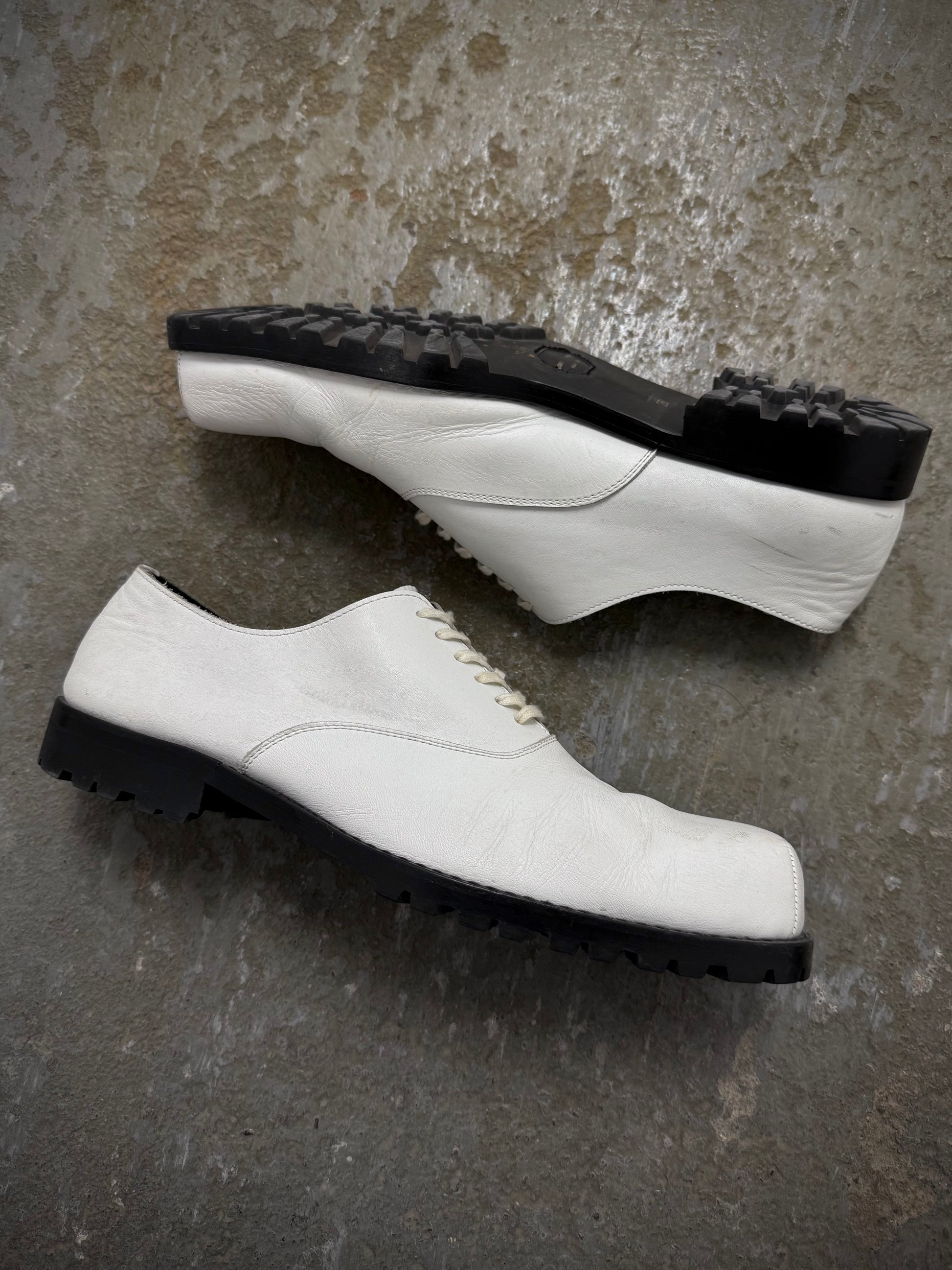 COMME des GARÇONS HOMME PLUS SS11 White Square Toe Leather Derbies | Archive Fashion Toronto