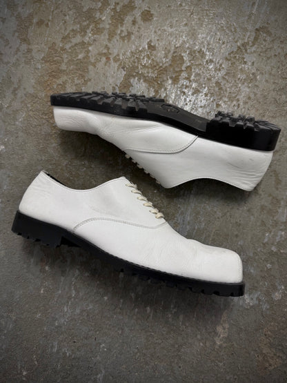 COMME des GARÇONS HOMME PLUS SS11 White Square Toe Leather Derbies | Archive Fashion Toronto