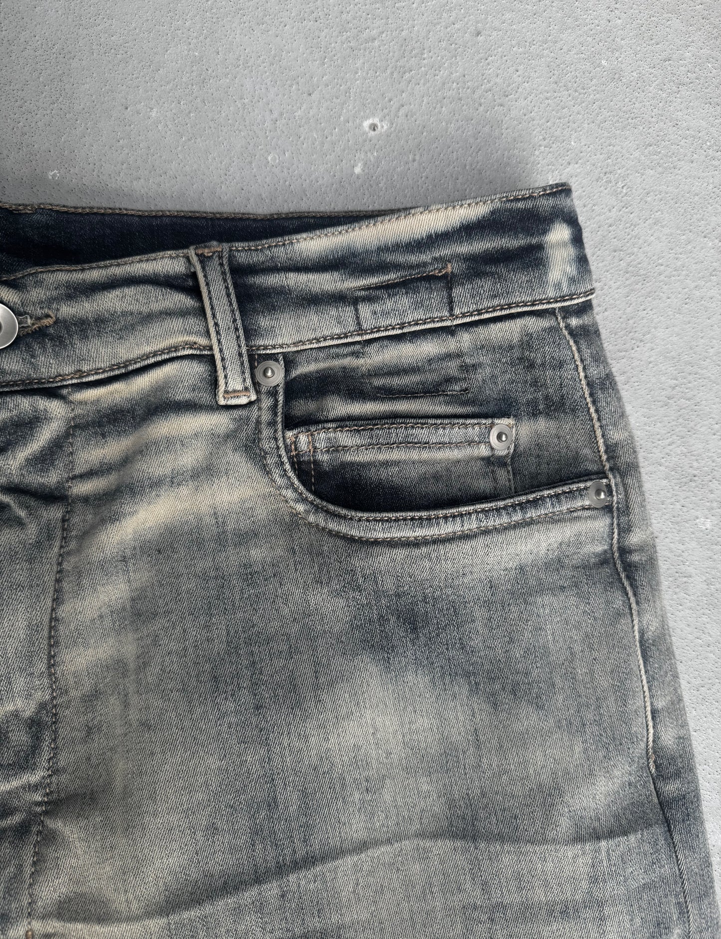 Rick Owens DRKSHDW AW24 "PORTERVILLE" SKY Bolans Bootcut Denim