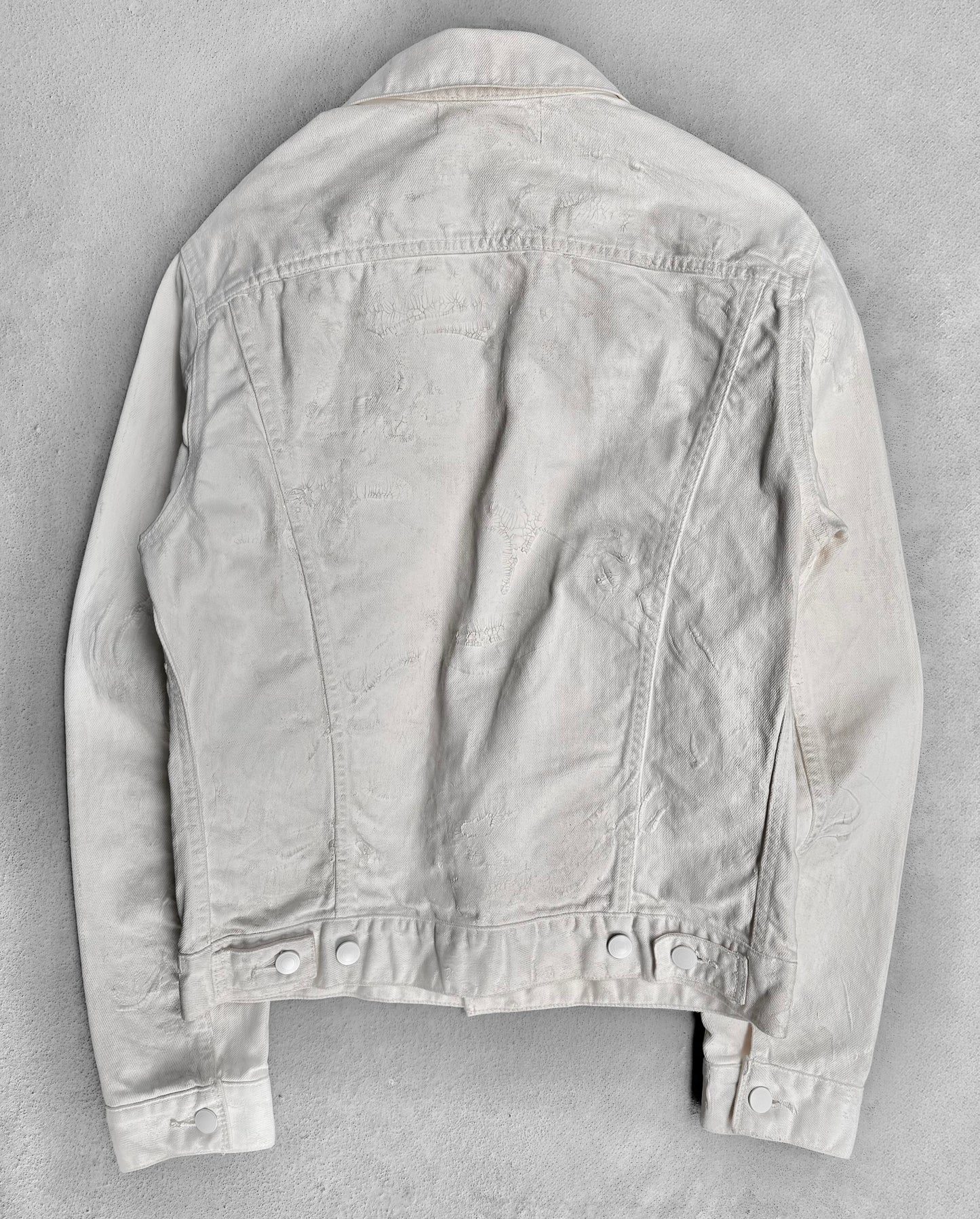 John Elliot SS19 White Painted Denim Trucker Jacket