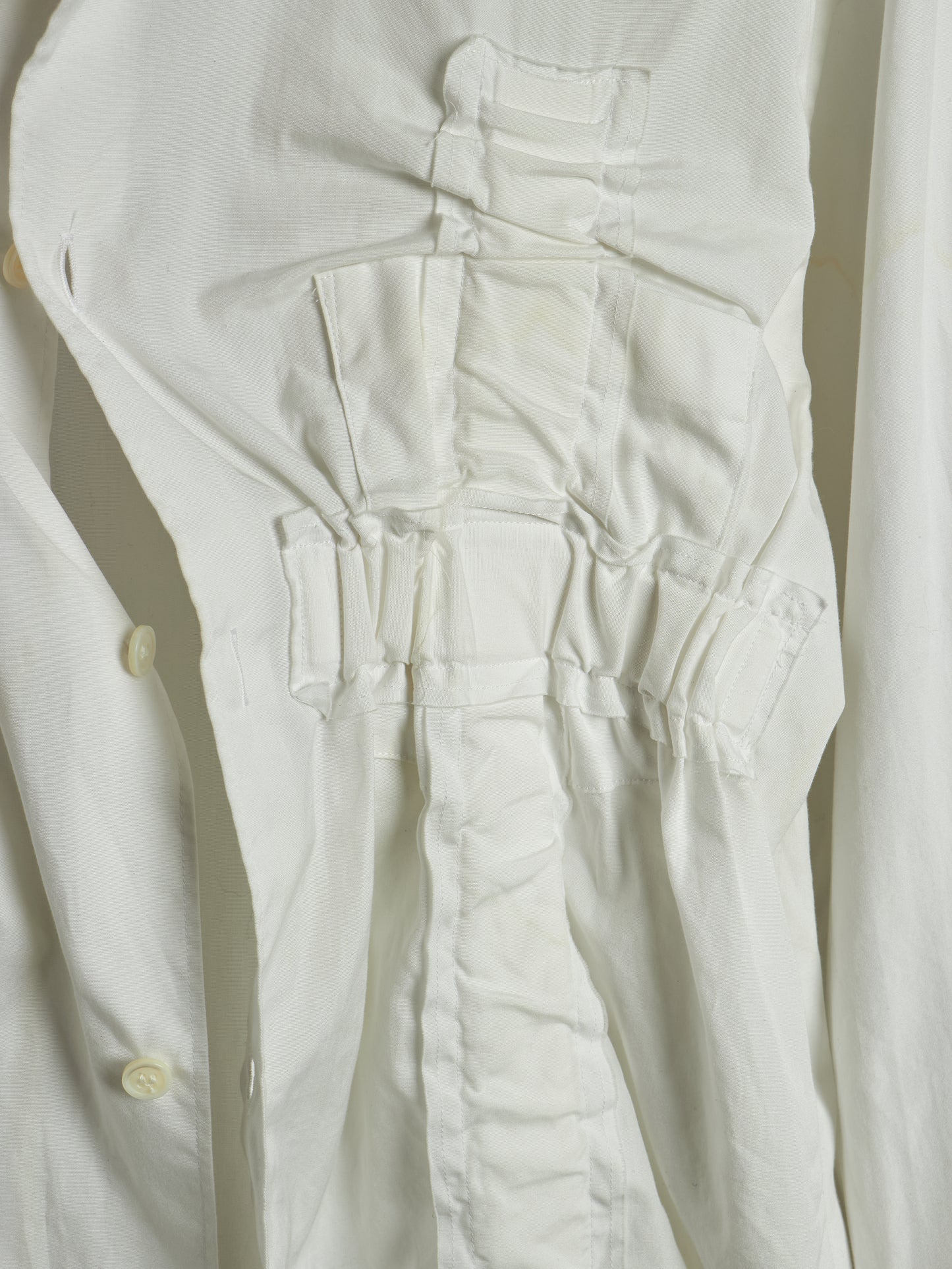 COMME des GARÇONS HOMME PLUS SS19 Asymmetric White Ruffled Gathered Shirt
