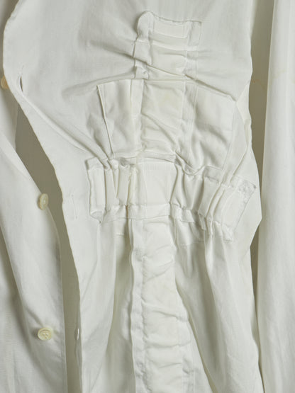 COMME des GARÇONS HOMME PLUS SS19 Asymmetric White Ruffled Gathered Shirt