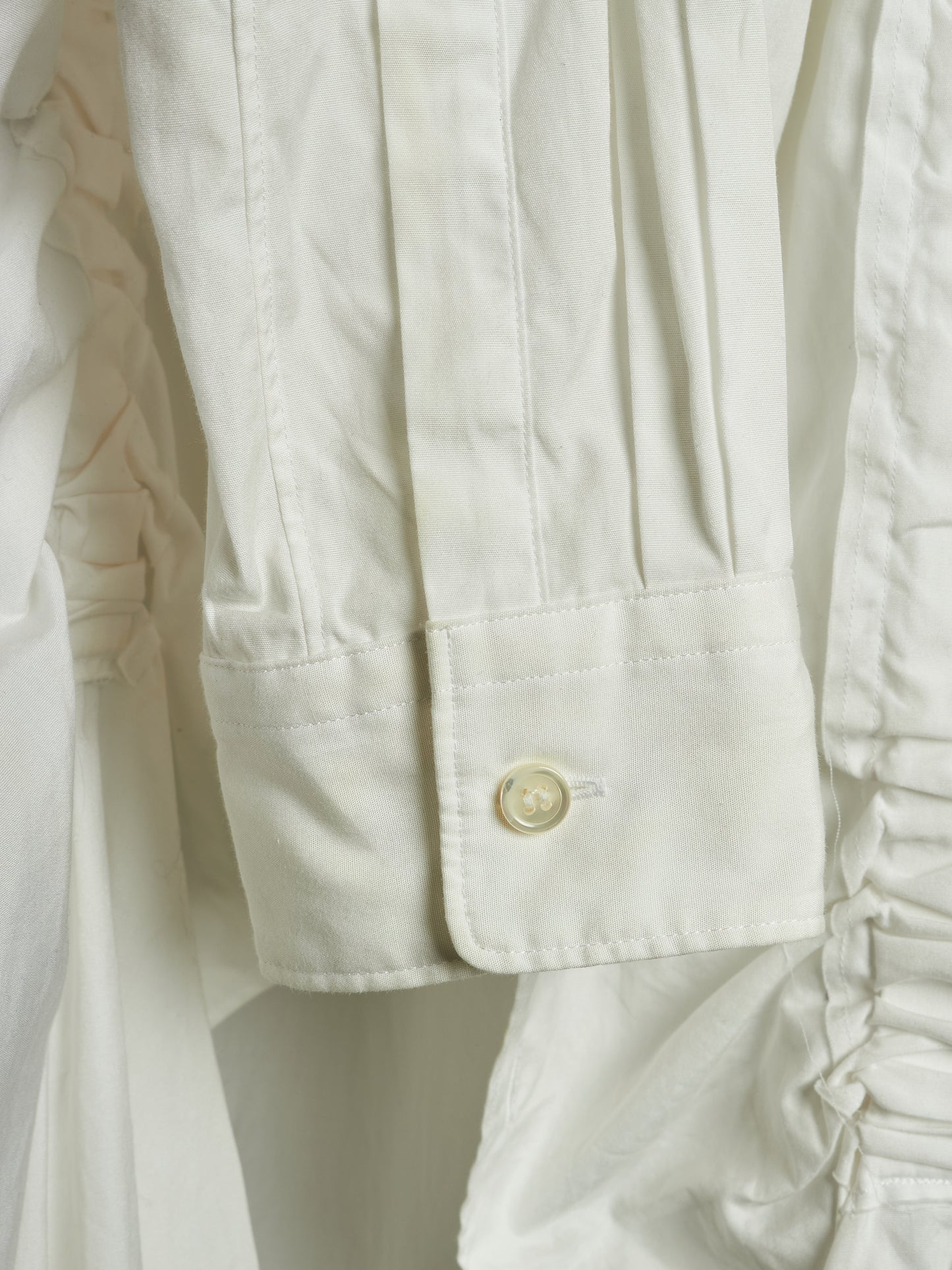 COMME des GARÇONS HOMME PLUS SS19 Asymmetric White Ruffled Gathered Shirt
