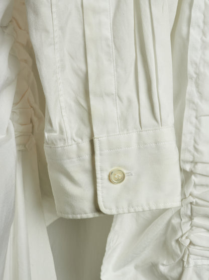 COMME des GARÇONS HOMME PLUS SS19 Asymmetric White Ruffled Gathered Shirt