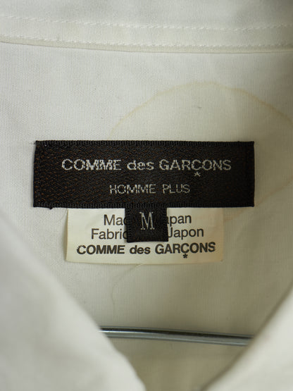 COMME des GARÇONS HOMME PLUS SS19 Asymmetric White Ruffled Gathered Shirt