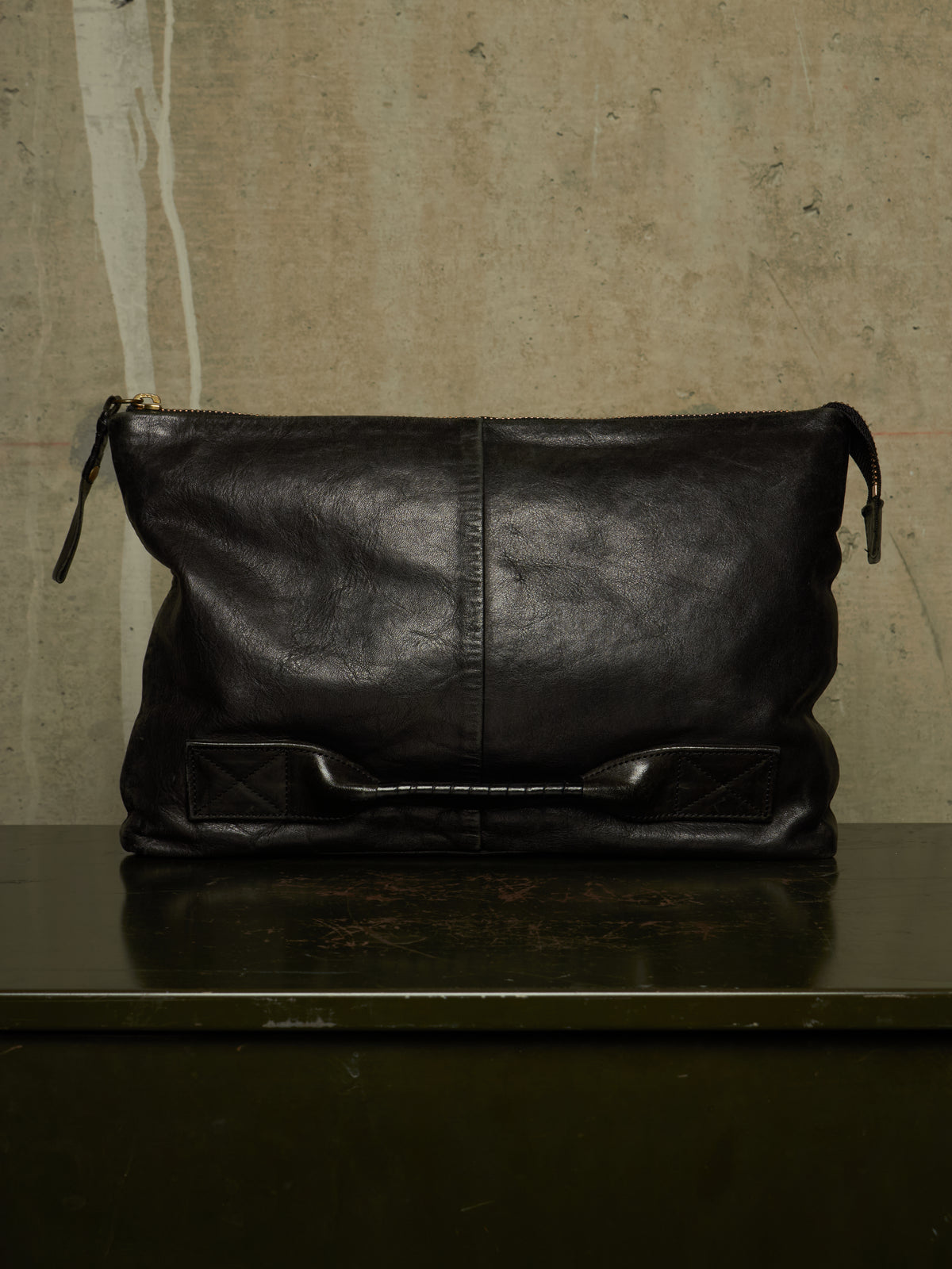 cornelian taurus by daisuke iwanaga 00s Black Cow Leather Zip Clutch Bag