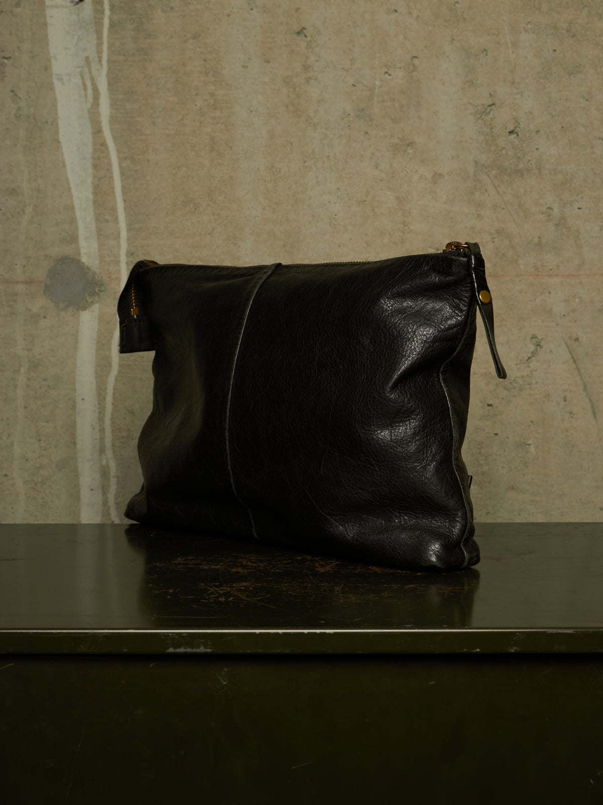 cornelian taurus by daisuke iwanaga 00s Black Cow Leather Zip Clutch Bag