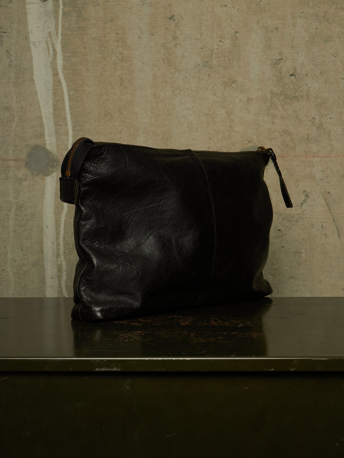 cornelian taurus by daisuke iwanaga 00s Black Cow Leather Zip Clutch Bag