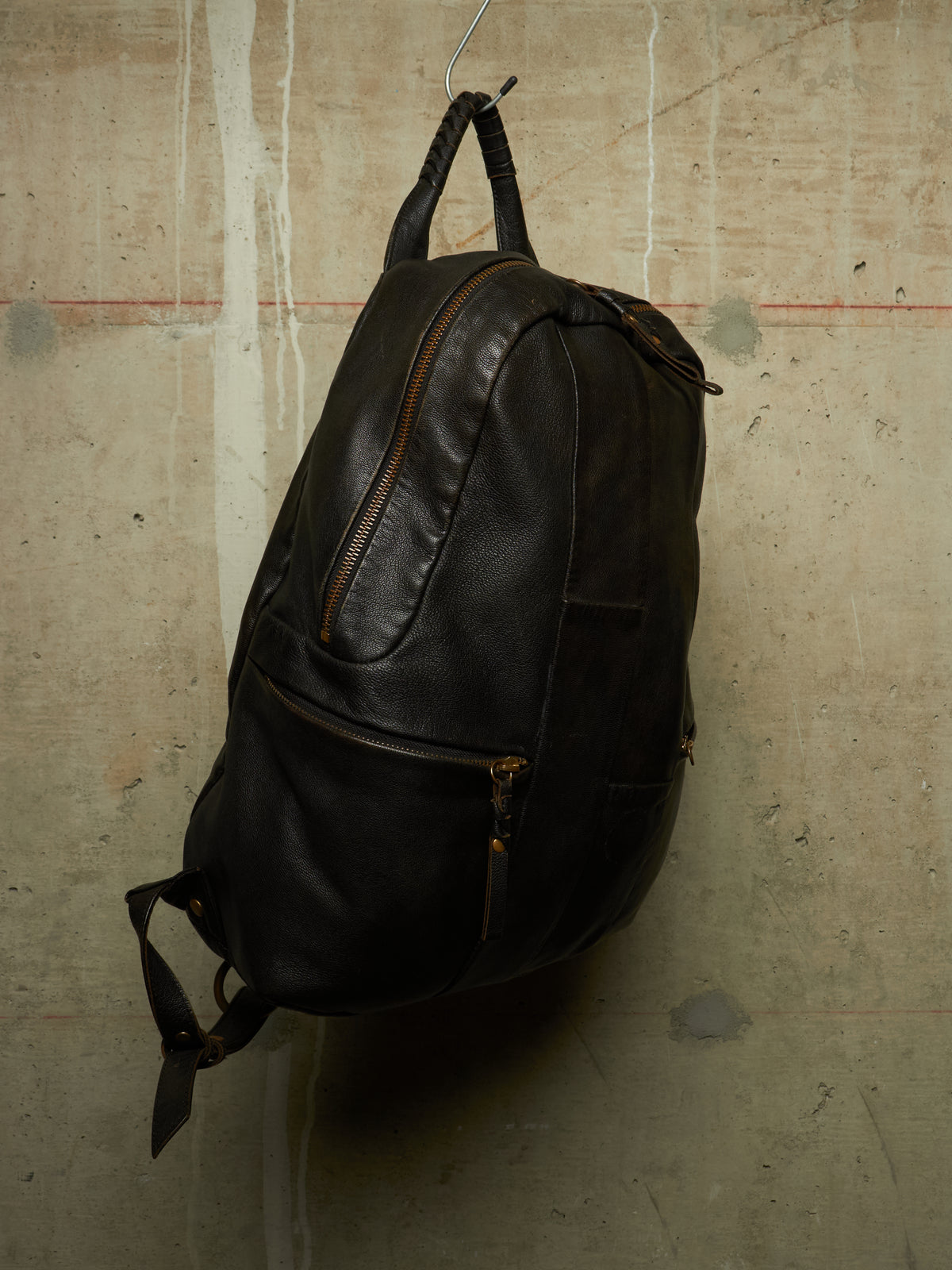 cornelian taurus by daisuke iwanaga 00s Black Goatskin Multi Zip Leather Backpack