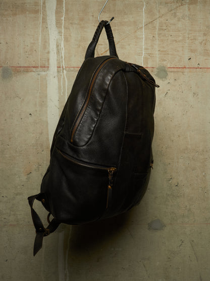 cornelian taurus by daisuke iwanaga 00s Black Goatskin Multi Zip Leather Backpack