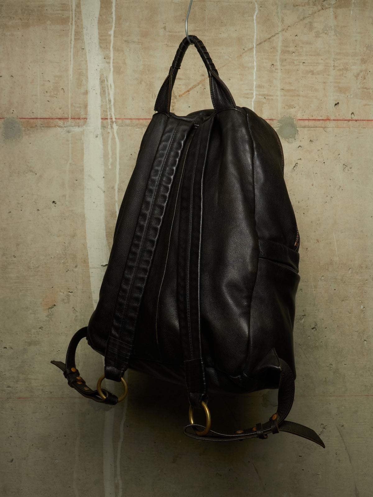 cornelian taurus by daisuke iwanaga 00s Black Goatskin Multi Zip Leather Backpack