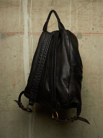 cornelian taurus by daisuke iwanaga 00s Black Goatskin Multi Zip Leather Backpack
