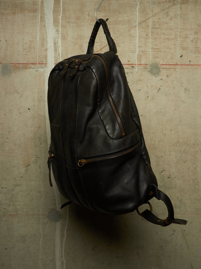 cornelian taurus by daisuke iwanaga 00s Black Goatskin Multi Zip Leather Backpack