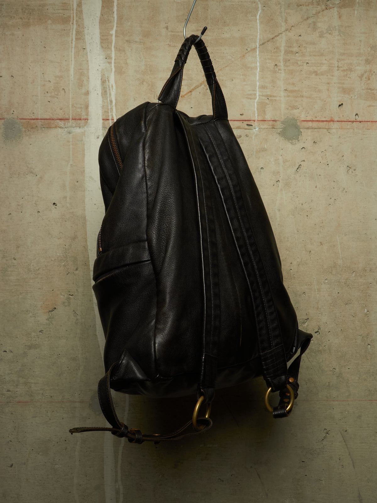 cornelian taurus by daisuke iwanaga 00s Black Goatskin Multi Zip Leather Backpack