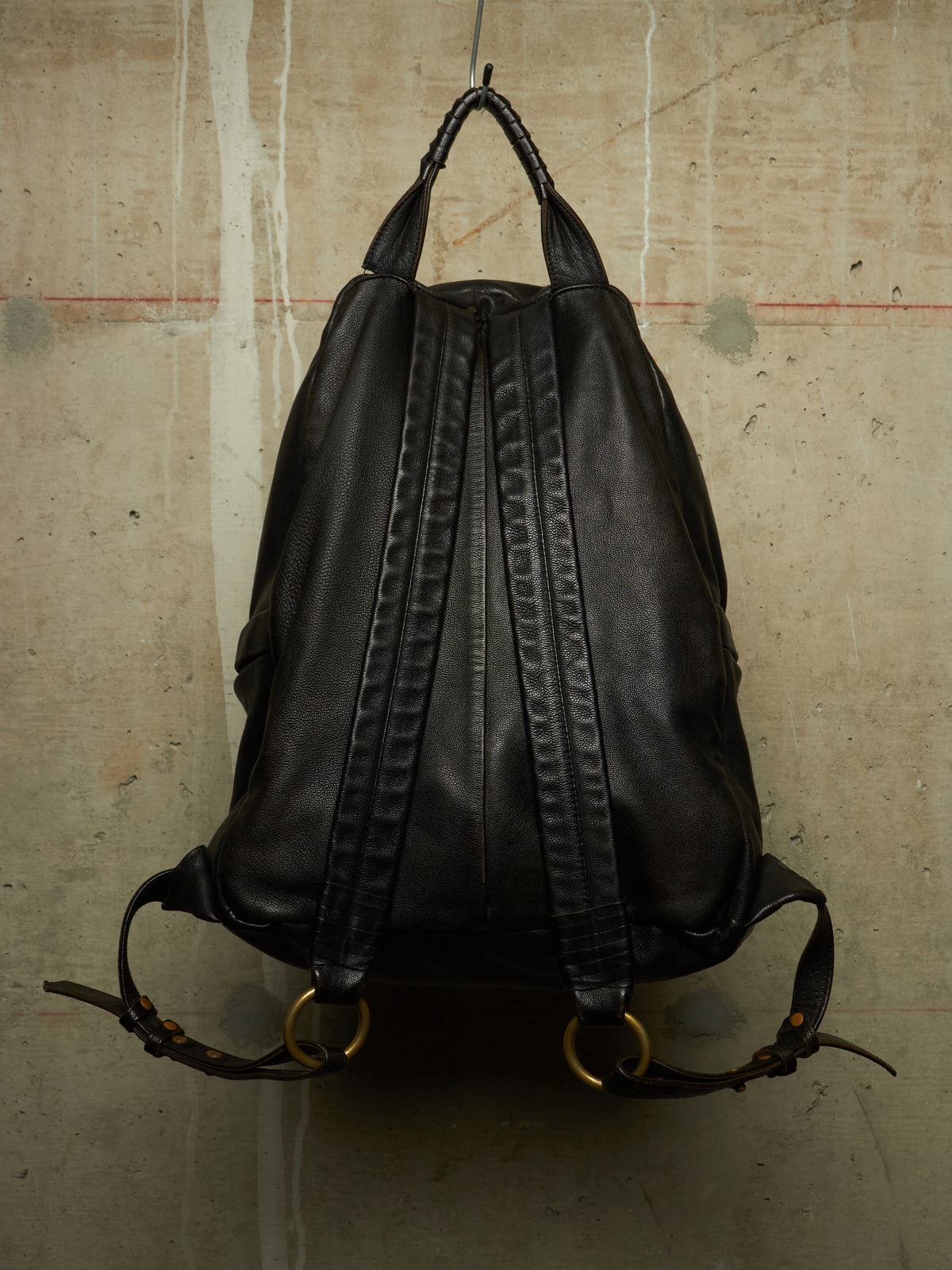 cornelian taurus by daisuke iwanaga 00s Black Goatskin Multi Zip Leather Backpack