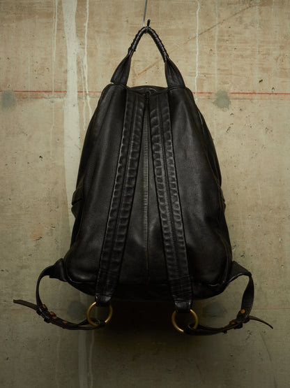 cornelian taurus by daisuke iwanaga 00s Black Goatskin Multi Zip Leather Backpack