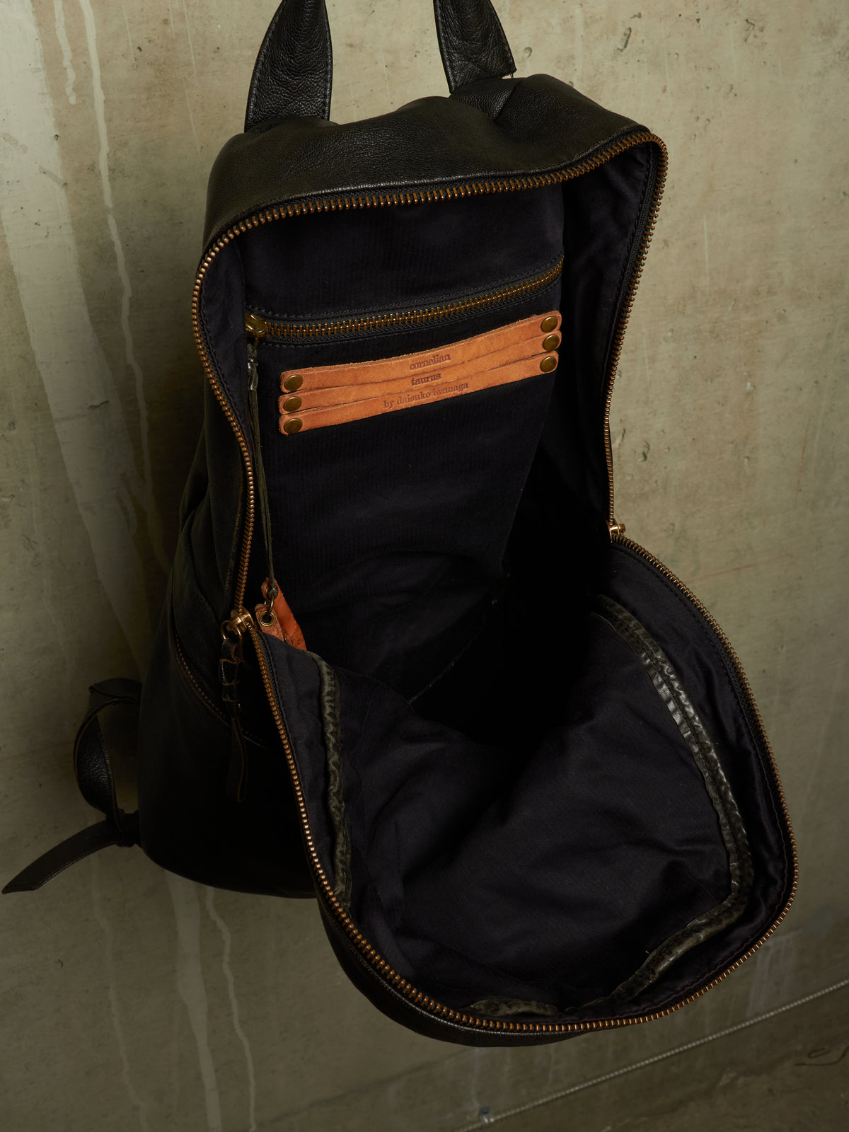 cornelian taurus by daisuke iwanaga 00s Black Goatskin Multi Zip Leather Backpack