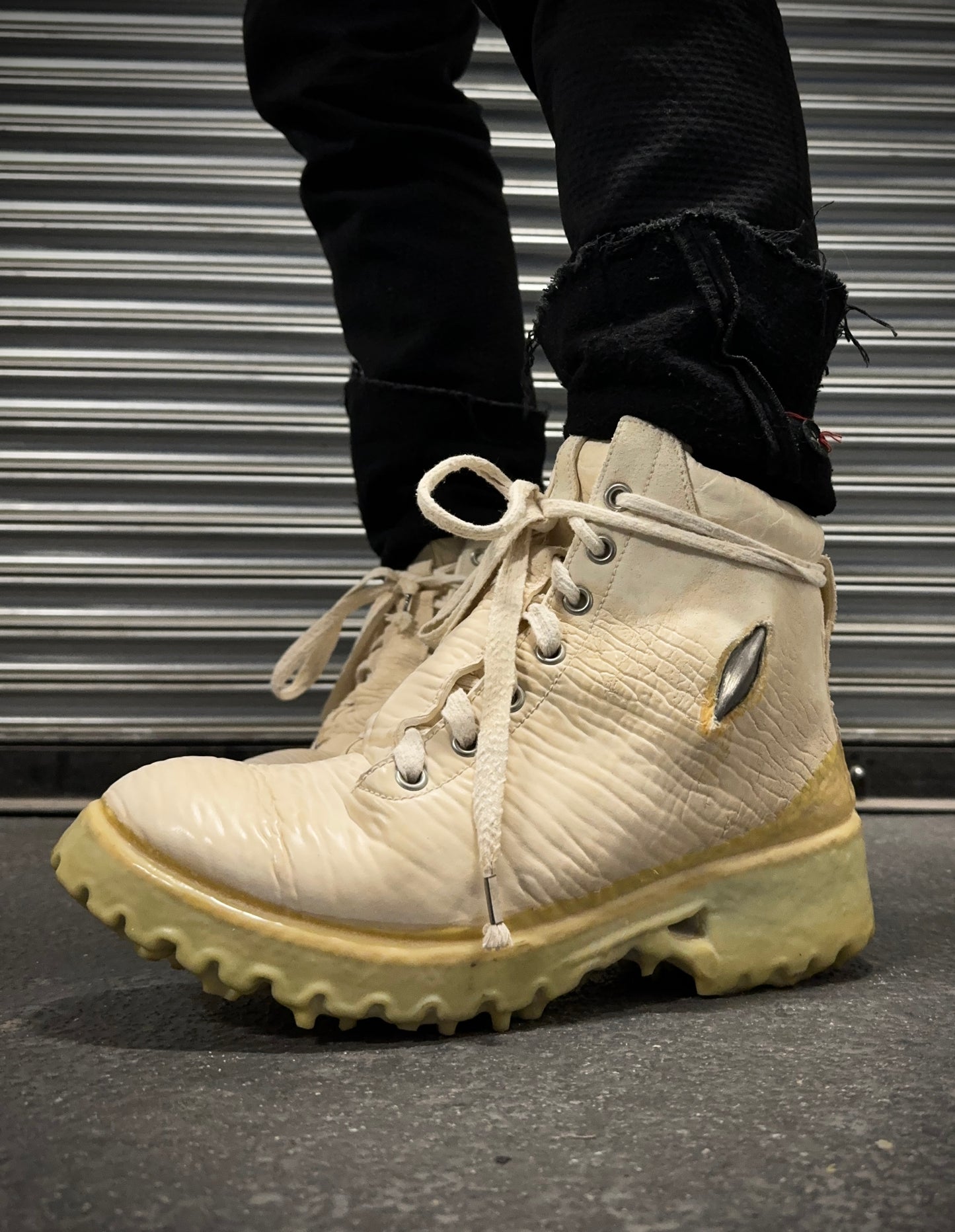 Carol Christian Poell 'AM/2684 CUBS-PTC/01' Object Dyed One-Piece Prosthetic Ankle Rubber Drip Work Boot