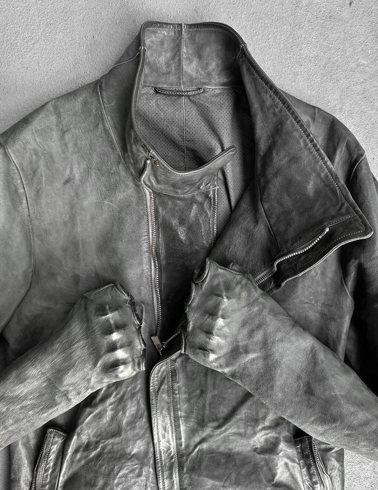 Carol Christian Poell 'LM/2599G-SP ROOMS-PTC/19' Spine Elbow & Hand High Neck Leather Jacket