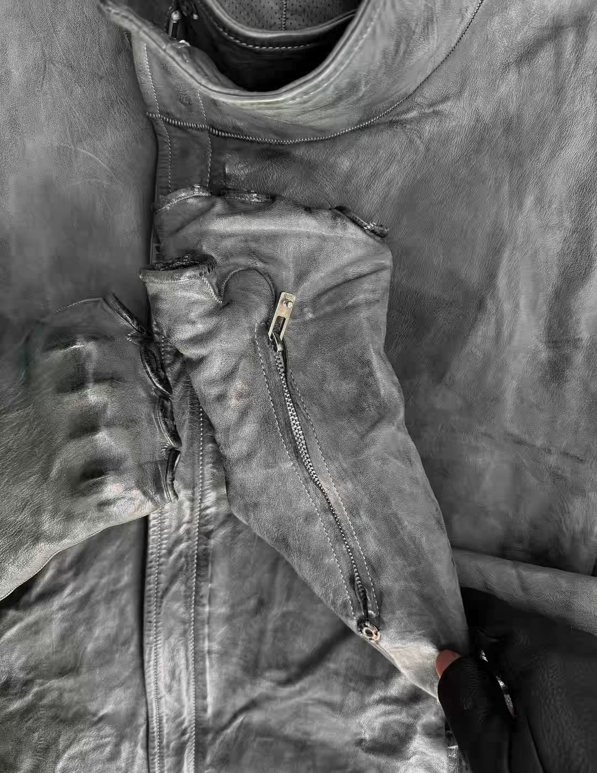 Carol Christian Poell 'LM/2599G-SP ROOMS-PTC/19' Spine Elbow & Hand High Neck Leather Jacket