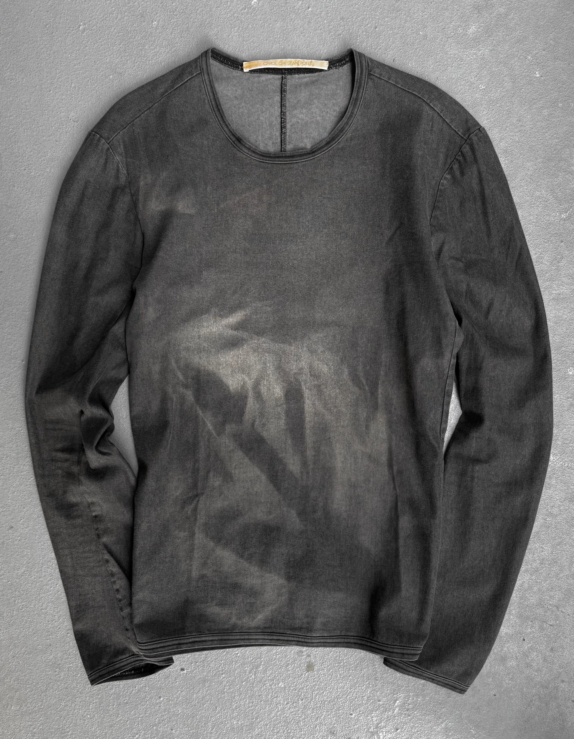 Dark gray long-sleeve shirt on a gray background