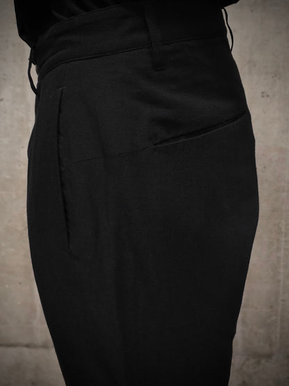 Attachment by Kazuyuki Kumagai Black Wool Linen Classic Dress Pants detail | DRIEW GARMENTS