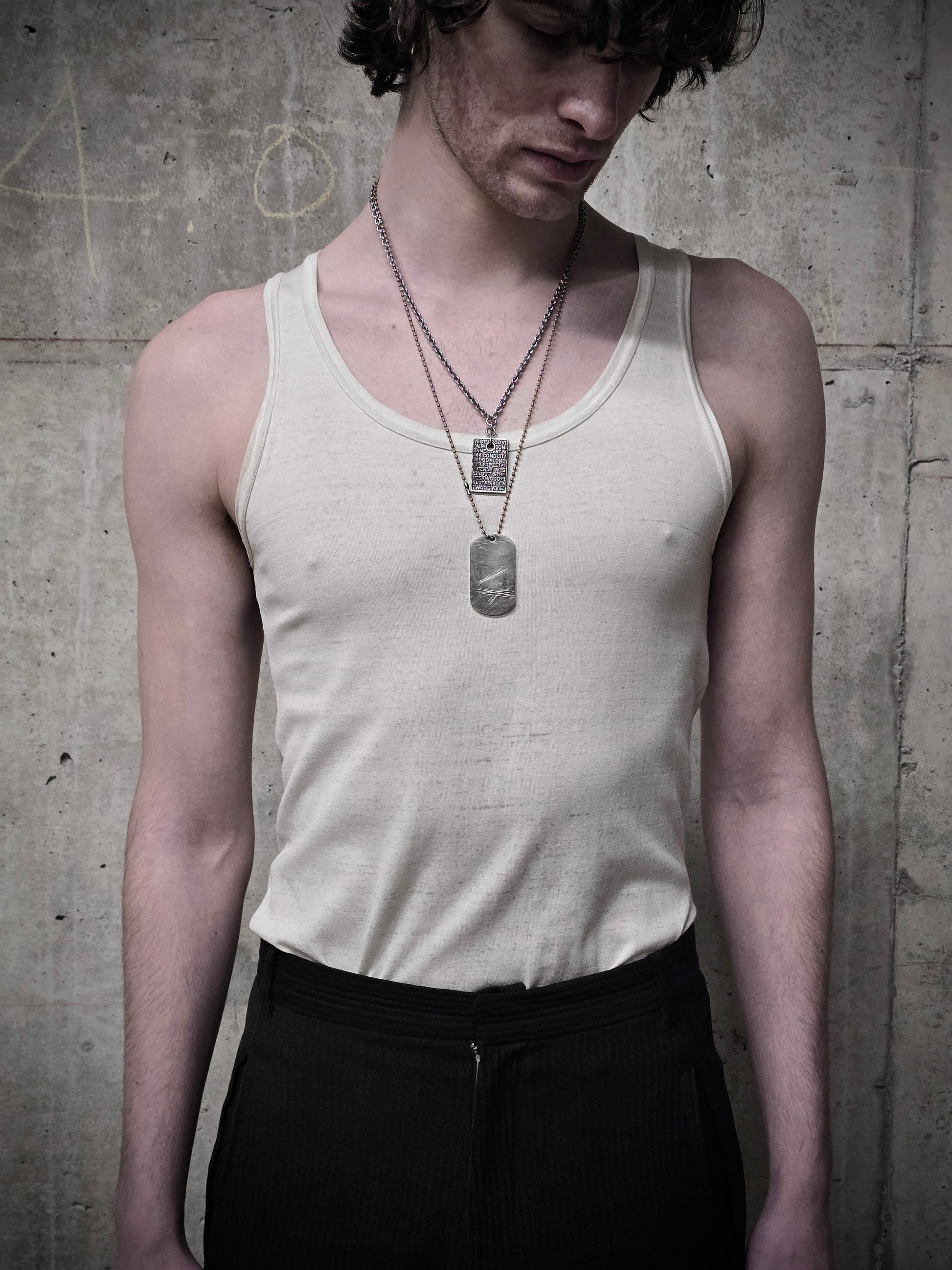 Carol Christian Poell SS05 "Dispossessed" Acid-Treated Flap Tank Top detail | DRIEW GARMENTS