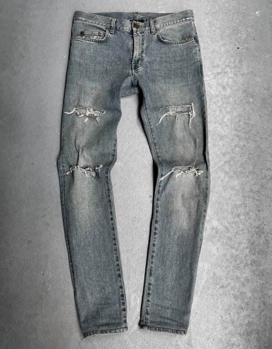 Saint Laurent Paris SS15 Blue ‘D02’ Distressed Crash Denim