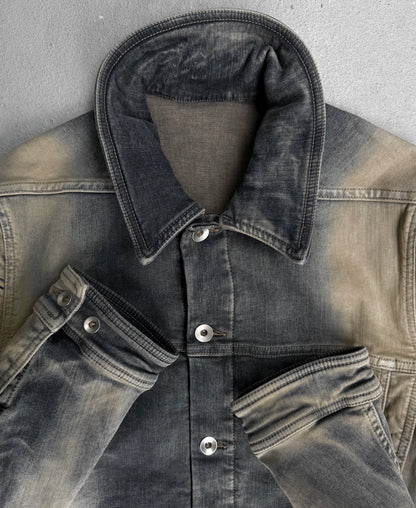 Rick Owens DRKSHDW SS23 "EDFU" MINERAL PEARL DEGRADE Cropped Denim Jacket