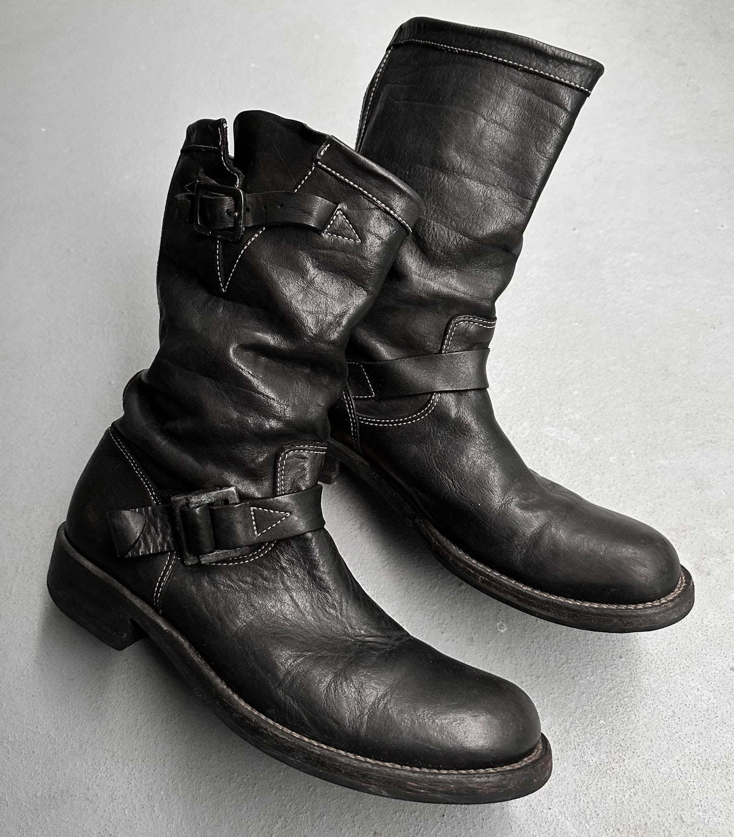 Isamu Katayama “BACKLASH” Object-Dyed Cowhide Engineer Leather Boots