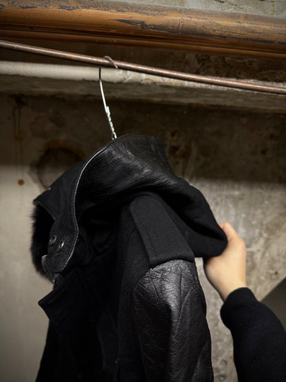 ballet by Isamu Katayama "BACKLASH" Fox Fur Hooded Hybrid Cow Leather Sleeves Field Jacket
