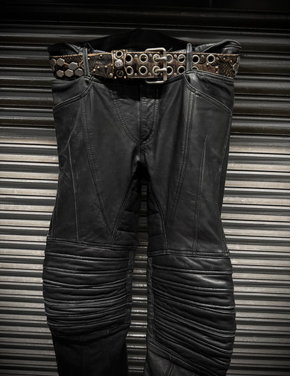 KMRii Early 00s Scar-stitch Honeycomb Leather Belt