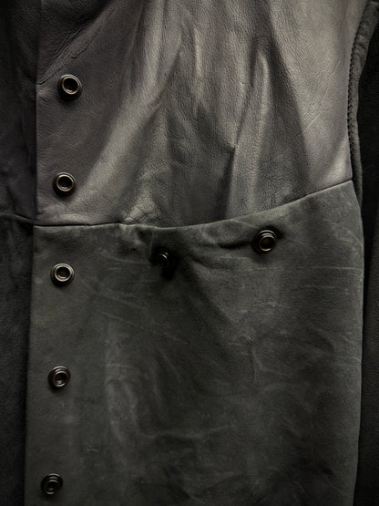Zam Barrett SS25 Two-Toned Overlock Kangaroo ‘Faulted Shoulder 2.0’ Leather Jacket detail | DRIEW GARMENTS