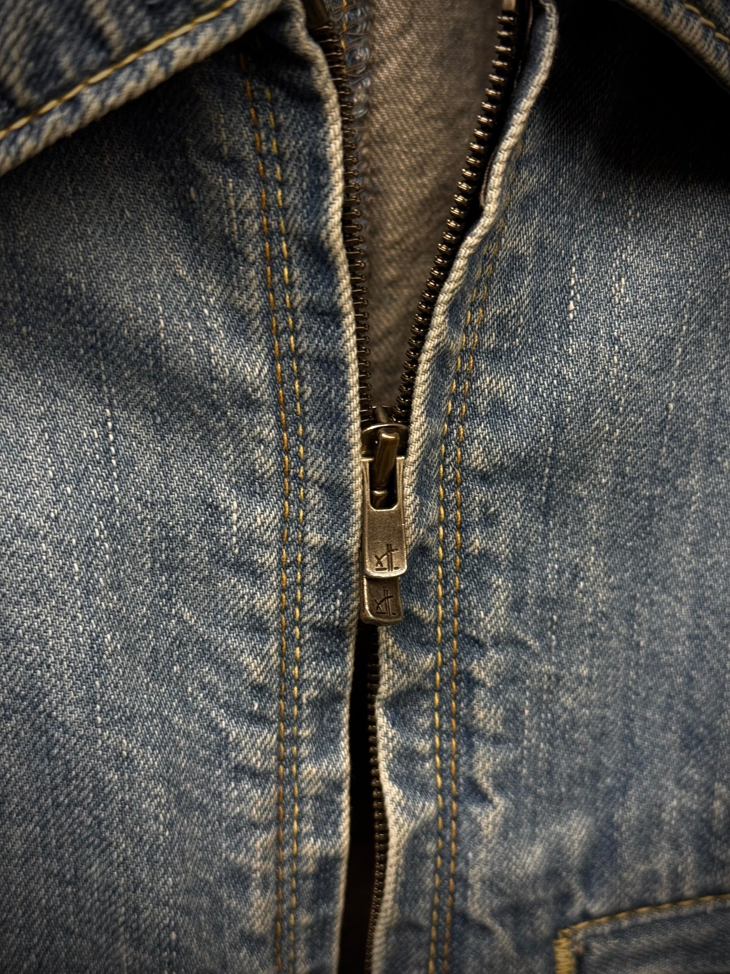 The Viridi-Anne Light Wash Denim Excella Zip-Up Work Jacket