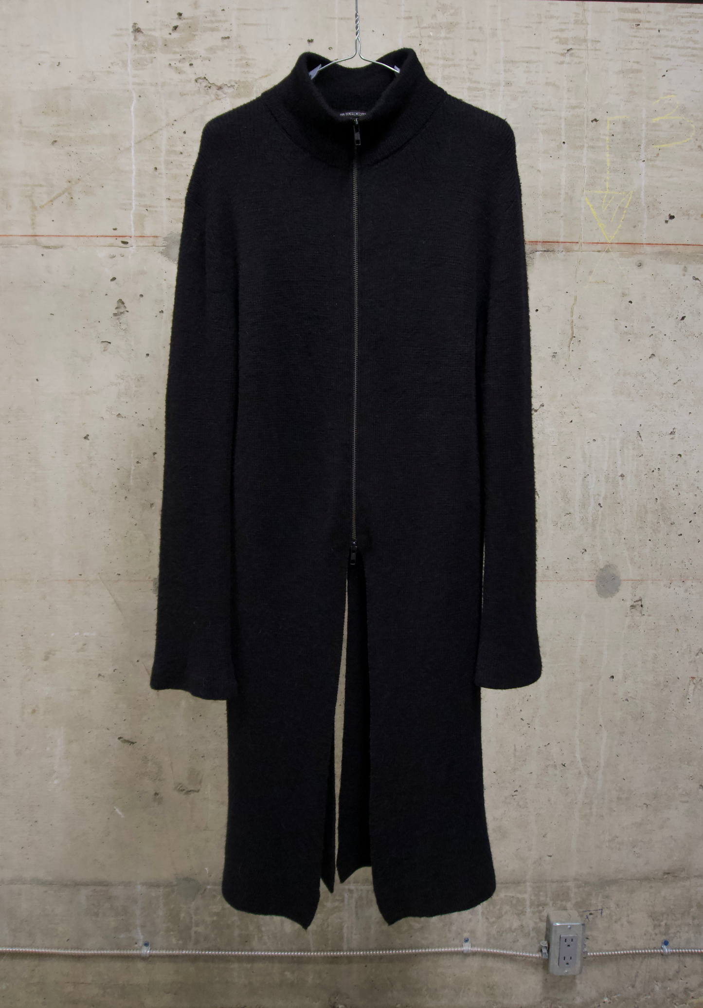 Ann Demeulemeester 2010s Alpaca Wool Zip Long Split Hem Cardigan