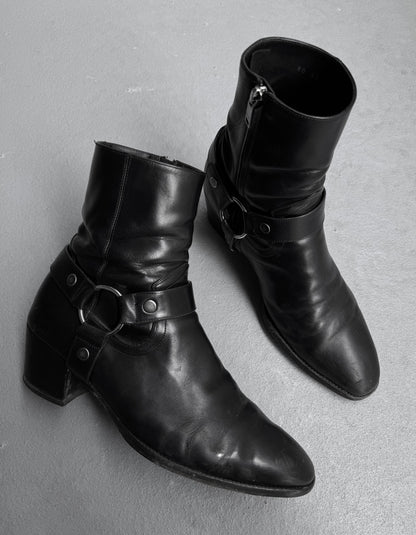 Saint Laurent Paris SS20 Black Leather ‘Wyatt’ Buckle Boots