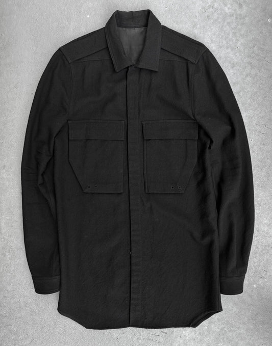 Rick Owens AW16 "MASTODON" Wool Military Field Long Shirt