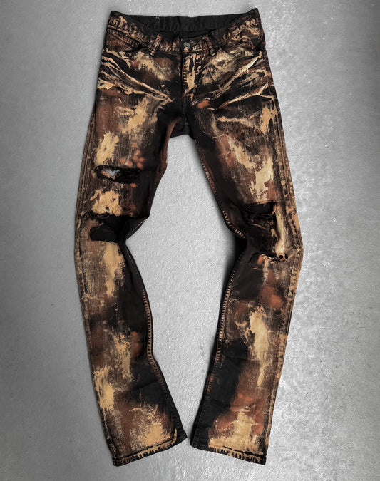L.G.B. Early 00s 'MARS/S-WOLF/BR' Distressed Flare Mars Denim