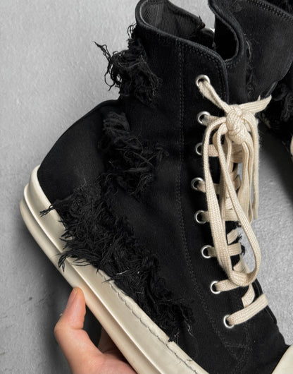 Rick Owens DRKSHDW SS22 “FOGACHINE” Slashed Canvas Ramones Sneakers