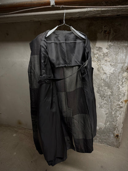 Yohji Yamamoto *SAMPLE* Yohji Yamamoto POUR HOMME BLACK Scandal SS20 Linen Ramie Doctor Coat detail | DRIEW GARMENTS