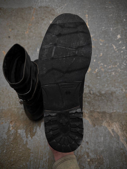 RAF SIMONS AW06-07 "Ashes & Heroes" Accordion Multi-Zip Leather Boots