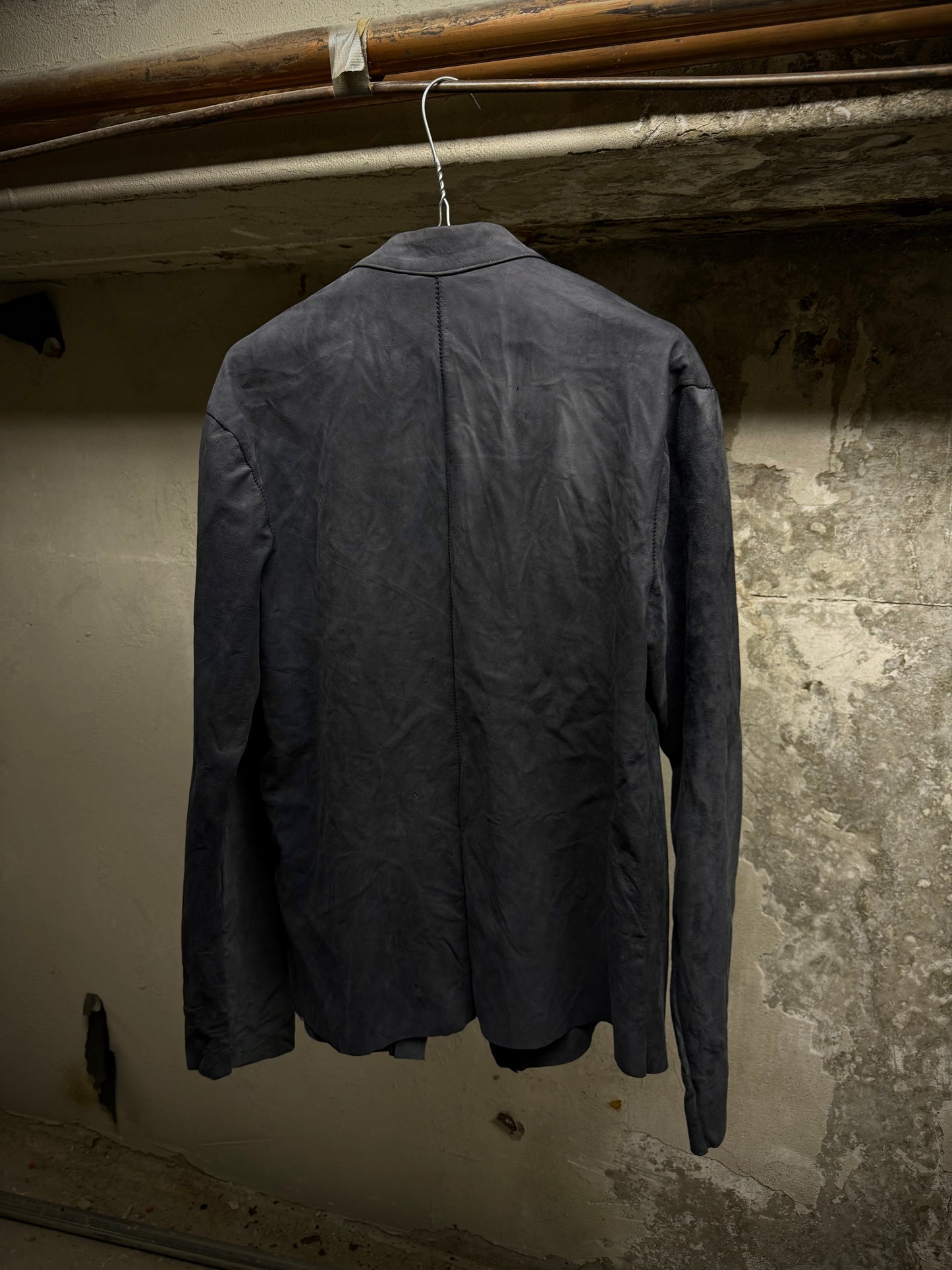Zam Barrett SS25 Two-Toned Overlock Kangaroo ‘Faulted Shoulder 2.0’ Leather Jacket