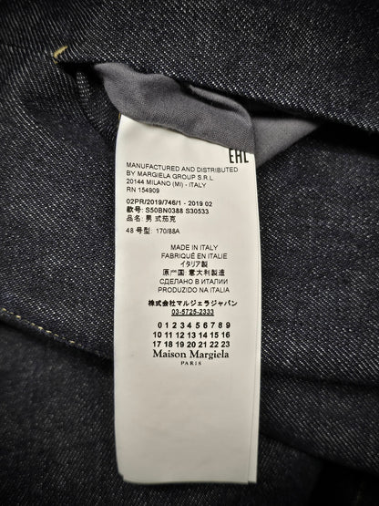 Maison Martin Margiela AW19 Minimal Open-Front Raw Indigo Denim Jacket