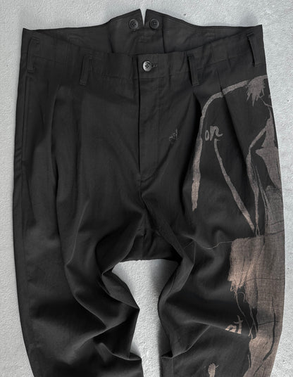 Yohji Yamamoto POUR HOMME SS17 Moody Graphic Pleated Drop-crotch Suspender Trousers
