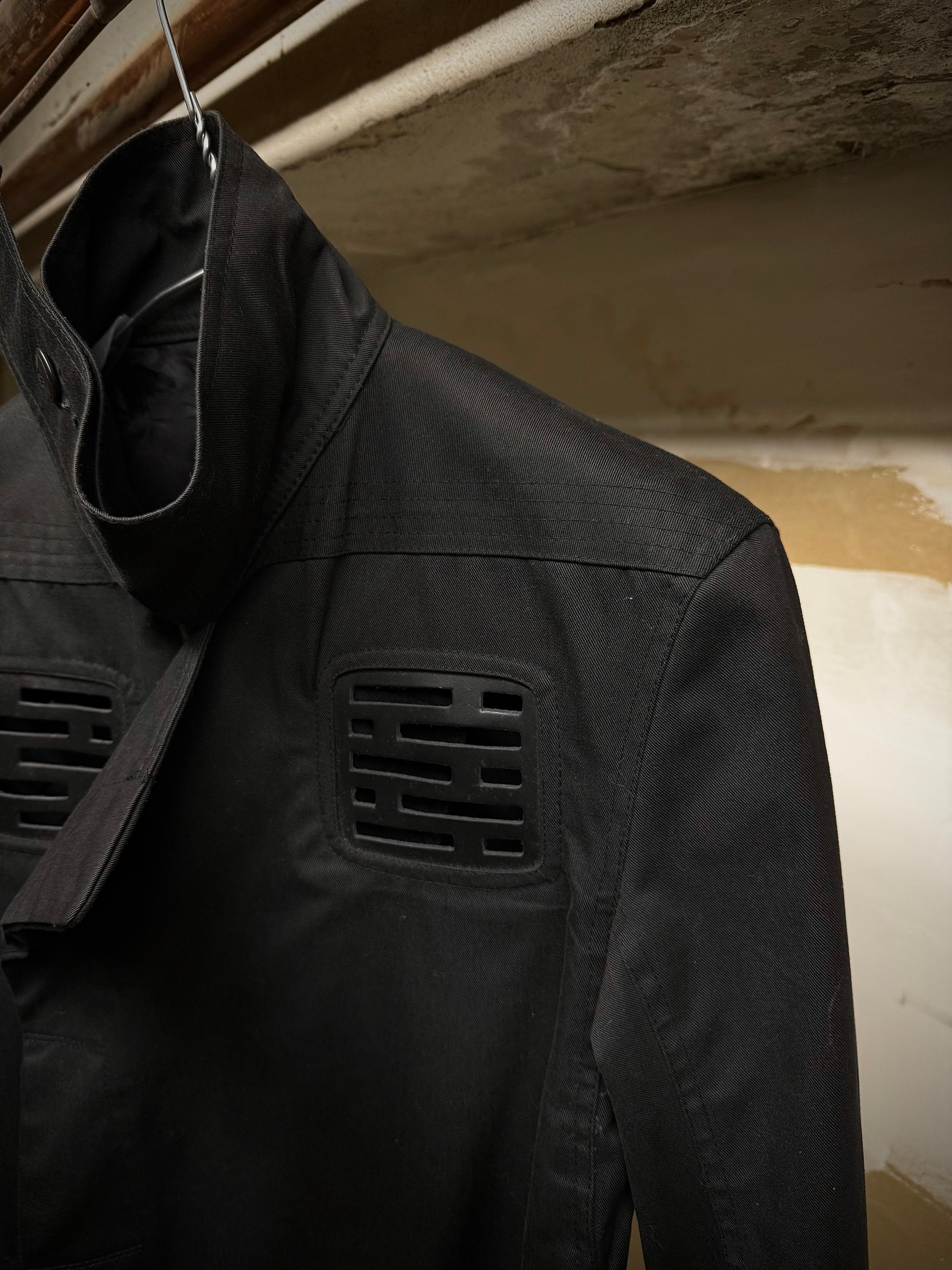 Rick Owens SS14 "VICIOUS" Faux Leather Cut-Out Cotton Trench Coat detail | DRIEW GARMENTS