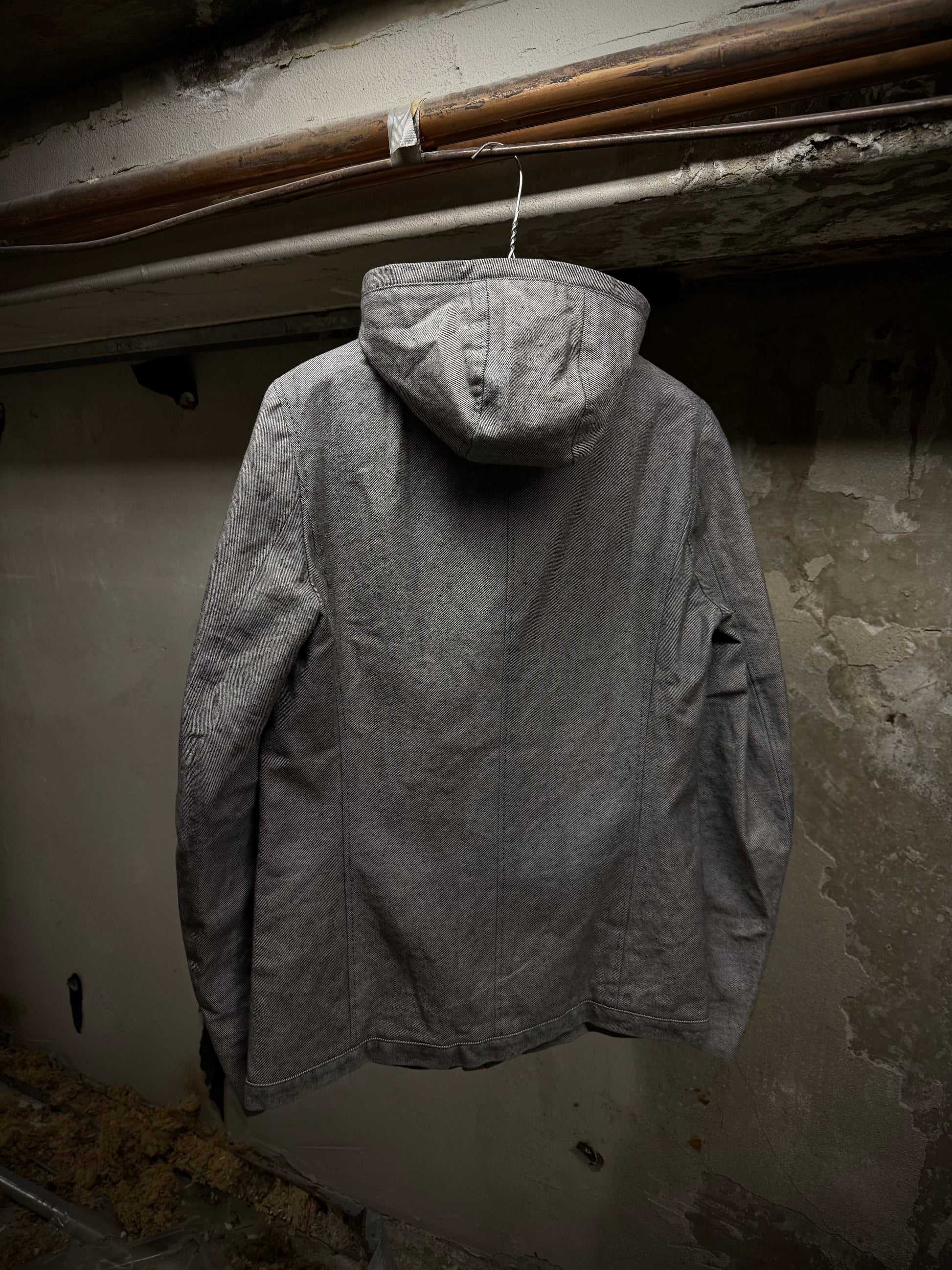 Carol Christian Poell AW97-98 Grey Hooded Zip-Up Denim Jacket detail | DRIEW GARMENTS