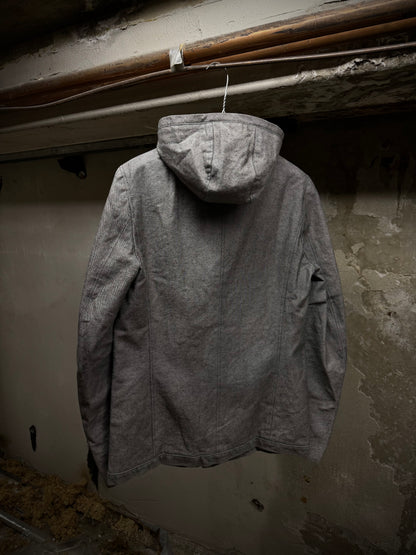 Carol Christian Poell AW97-98 Grey Hooded Zip-Up Denim Jacket detail | DRIEW GARMENTS