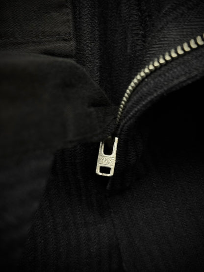 Ann Demeulemeester 90s Striped Wool Drawstring Hem Flare Pants detail | DRIEW GARMENTS